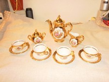 ELW Bavaria, Porzellan Kaffee-Tee Service, 4 Pers. 11 Teile, Vergoldet, GUT!1/40