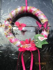 Türkranz Wanddekoration  Schmetterling Rosa Weiß  Dekoration  25 cm Neu