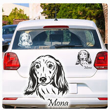 Dackel Name Aufkleber Autoaufkleber Hund Auto Langhaar Sticker Teckel A1621 