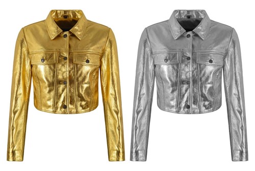Damen metallic leder slim - damen, fit