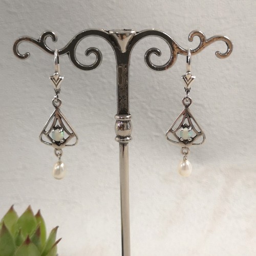 Jugendstil ohrringe opal perle - ohrringe,