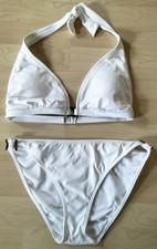 Gr. 38 LASCANA Bikini Zweiteiler Triangel-Oberteil Weiß Glitzerschnalle Sommer