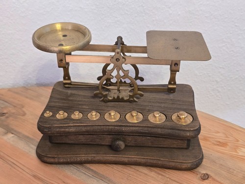 Antike messing balkenwaage - messing,