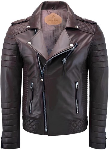 Herren biker lederjacke - herren, braun