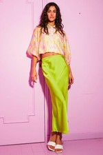 Damen Satin Rock Frauen Midi