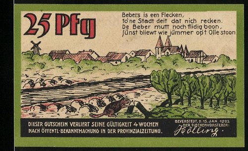 Notgeld beverstedt 1922 25 - beverstedt, 1922,