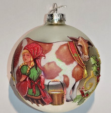 MARK ROBERTS " Weihnachtskugel - Glas champagner Ø 10 cm Nostalgie Nr. 8 Kuh