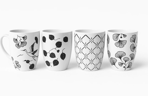 Kaffeebecher 4er set blumen - kaffeebecher,