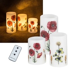 3er Set LED Echtwachs Kerzen