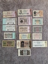 16 Stück Inflationsgeld Reichsbanknoten Reichsmark 1922 und 1923