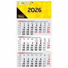 Idena 3-Monatskalender 2026 FSC-Mix ca. 24cm breit x 45cm hoch Wand-Kalender