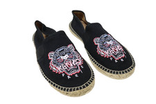 KENZO Shoes Damen (EU) 39 Black Espadrilles Embroidered Tiger Logo Jute Sole