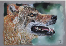 Original Pastel Painting Wolf