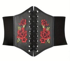 Gürtel Schwarz Blumen