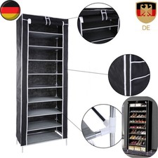Schuhregal Schwarz 10 Ebenen Aufrecht Schuhständer Ordnung halten Gestell