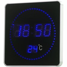 Lunartec Uhren: Flache LED-Funk-Tisch- & Wanduhr, Temperatur-Anzeige, blaue LEDs