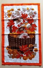 Malimo Geschirrtuch Herbst Motiv DDR Camping Küchen Tuch Stoff Vintage Wäsche