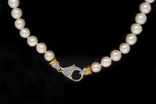 Top Preis Kette 0,20 ct. Brillanten Diamanten Zucht Perlen 750 Gold Deta Schmuck