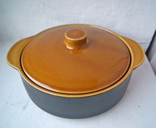 Melitta Ceracron,Terrine mit Deckel, Kopenhagen, ocker/ schwarzbraun