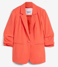 Neu Weit geschnittener Blazer m gerafftem 7/8-Ärmel Gr 50 Signalrot Damen-Jacke