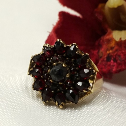 Granat ring 585 gold - ring, garnet