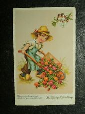 Alte AK , Junge mit Schubkarre