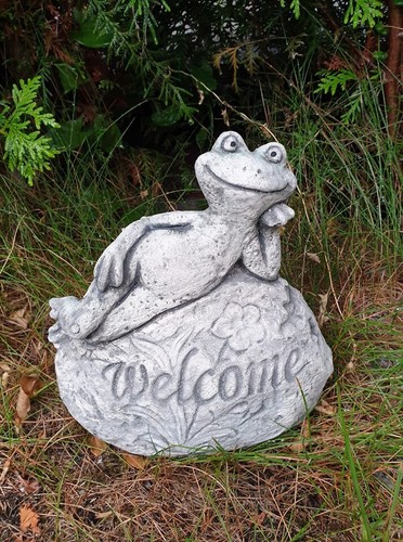 Steinfigur frosch welcome - steinfigur,