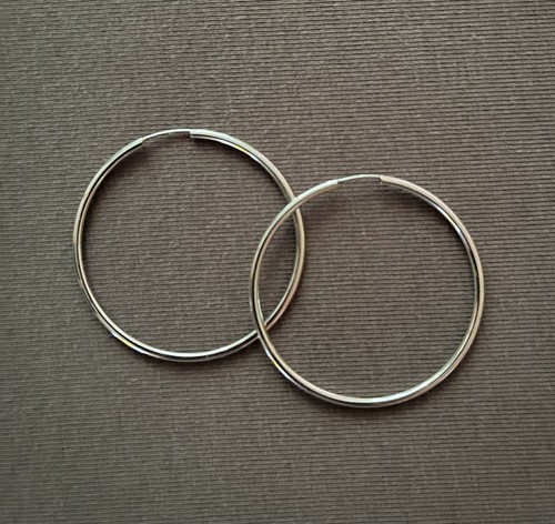 Weißgold creolen dünn 5cm - creolen, 3,5cm