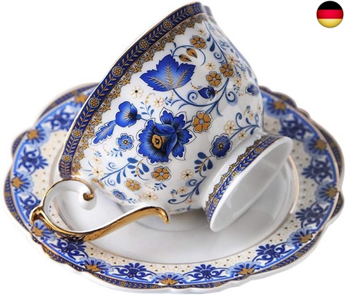 Fanquare blau blume fine - blau, bone