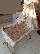Puppenwiege Schaukelbett LEIPOLD, Liegefläche 61x28cm Massivholz- gebraucht