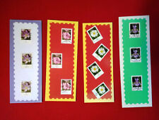 Lesezeichen mit Briefmarken Blumen Sprüche Handarbeit