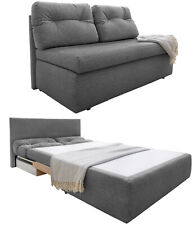 Schlafsofa 136 cm praktische Couch mit Funktion Bettkasten Gästebett in Grau