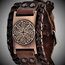 Biker Armband, PU Lederarmband, mit rotgold farbener Kompass Schnalle