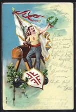 Lithographie Turner mit Wappen