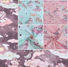 0,5m Baumwoll-Stoff Einhornmotiv Meterware Kinderstoff Baumwolle Farbwahl