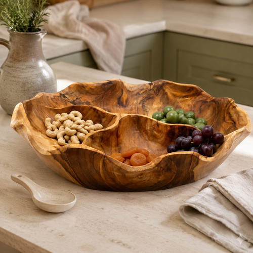 Teakholz obstschale mit drei - obstschale,