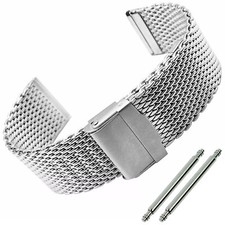18. 20. 22. 24mm Edelstahl Milanaise Mesh-Uhrenarmband Silbern Metall Ersatz Neu