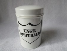 altes Apotheker Porzellangefäss Labor-Porzellan Kruke Standgefäss Ungt. ophtalm.