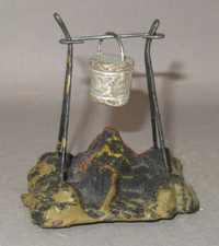 Uralt Elastolin Lagerfeuer mit Kochtopf zur 10cm Soldaten Wild West Serie 1920er
