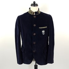 Luis Trenker Cord-Janker Herren Gr. 52 Blau Baumwolle Wolle Jacke Trachtenjacke