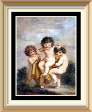 Rahmenfertig montiert 7x5 Druck Hans Zatzka CUPIDS MISCHIEF Cherub