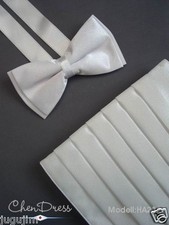 Kummerbund / Bauchbinde Fliege / bow tie Set weiss