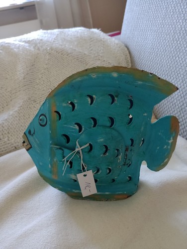 Fisch windlicht metall - fisch, turkis