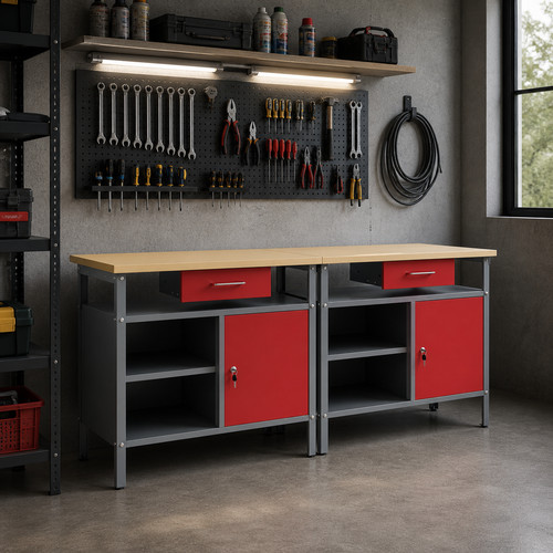 Werkbank mit regal - mit, cm