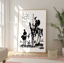Pablo Picasso Don Quijote Druck, minimalistische Illustration, moderne abstrakte Kunst