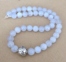 10 mm  Chalcedon  Edelstein  Kette,,43 cm, mit Silber  Kugel   ( F-12 )