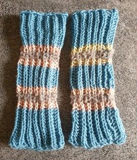 Warme Beinstulpen HELLBLAU ROSA GRAU 30-51 cm *Handarbeit