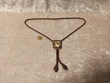 Schleiferl alt Trachtenband Auerhahn Horn geschnitzt Kordel Schieber Hemdschmuck