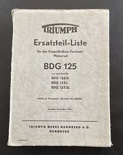 original Triumph Ersatzteil- Liste Motorrad BDG 125 - H- L - SL - 1955