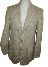 H.I.S Tweed Sakko Herren Beige ca. Gr. 98 –USA Blazer 70% Wolle  Harris Look